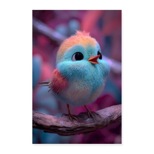 Colorful Bird with Fiery Head - Poster 8x12