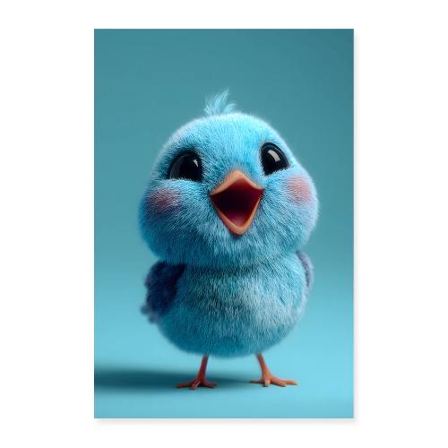 Sky-Blue Standing Bird - Poster 8x12