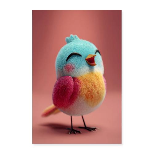 Multicolor Bird with Red Wings - Poster 8x12
