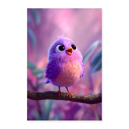 Purple Bird with Orange Chest - Poster 8x12