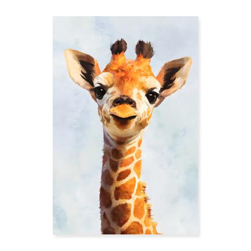 Smiling Young Giraffe Portrait - Poster 8x12
