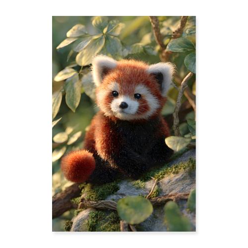 Red Panda in Leaves - Poster 8x12