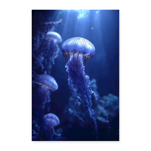 Jellyfish: Underwater Scene - Poster 8x12