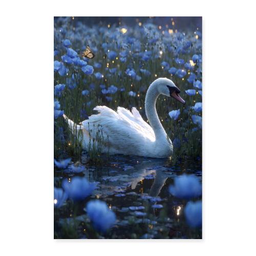 White Swan: Whispers of Light and Water - Poster 8x12