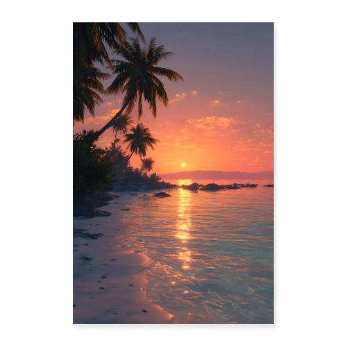 Golden Sunset Shore - Poster 8x12