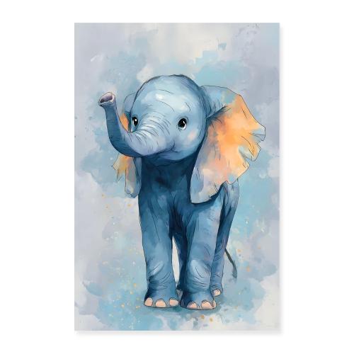 Blue Breeze Elephant - Poster 8x12