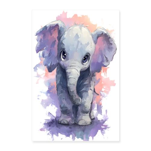 Baby Elephant: Watercolor Wonder - Poster 8x12