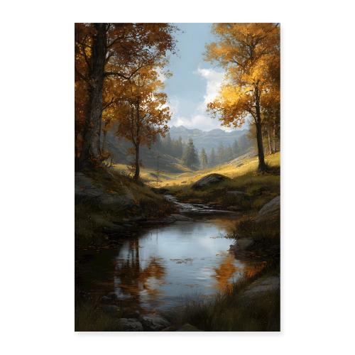 Autumn's Golden Stream - Poster 8x12