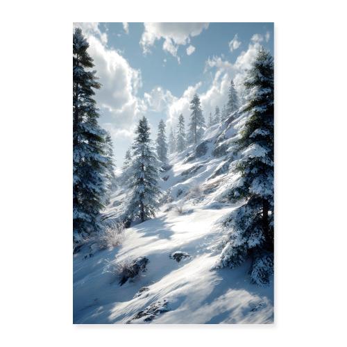 Winter: Evergreens Under a Crystal Sky - Poster 8x12