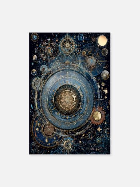 Cosmic Gear Clockwork Mandala - Poster 8x12 - white - Front