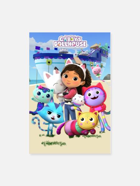 Gabbys Dollhouse With Her Friends At The Beach - Poster 8x12 - white
