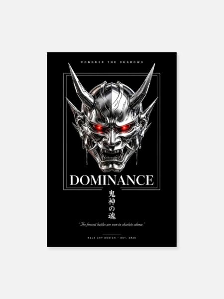 Dominance Chrome Oni Demon Mask Aesthetic Graphic - Poster 8x12 - white - Front
