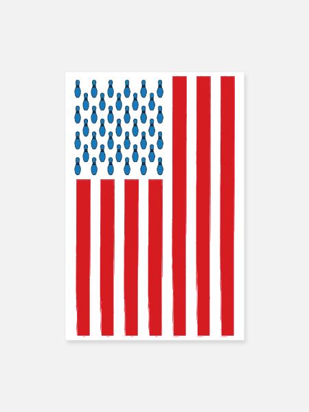 Bowling Pin Flag Art - Poster 8x12 - white - Front