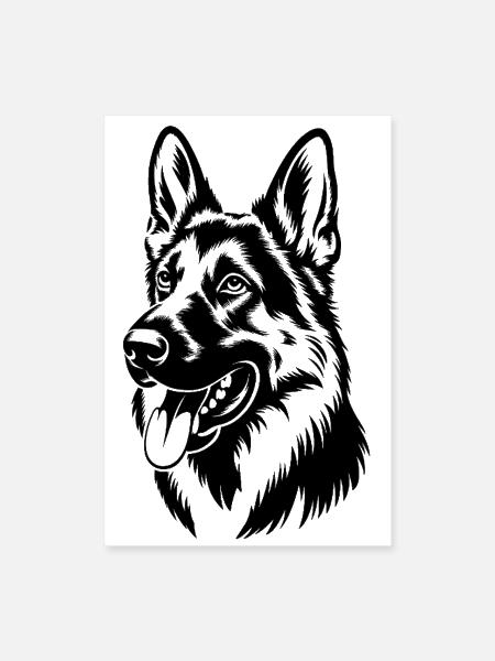 Illustration de tête de berger allemand - Poster 8 x 12 po - blanc - Devant