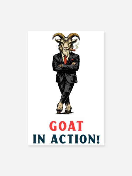 Goat in Action - Poster 8x12 - white - Front