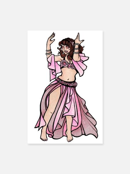 Pink Belly Dancer in Flowing Silk - Poster 8x12 - white - Front