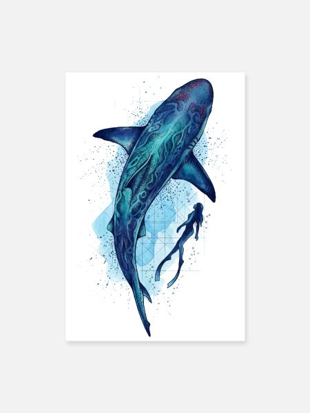 Oceanic Vision: Dive into Art - Poster 8x12 - white