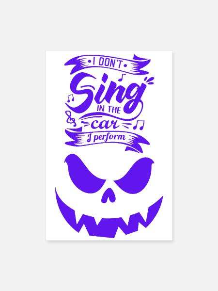 Funny Car Karaoke Purple Monster Face Tee - Poster 8x12 - white - Front