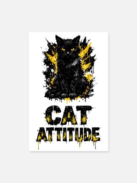 Midnight Cat Graffiti Glow - Poster 8x12 - white