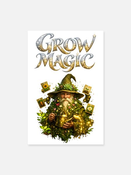 Grow Magic Garden Wizard - Poster 8x12 - white