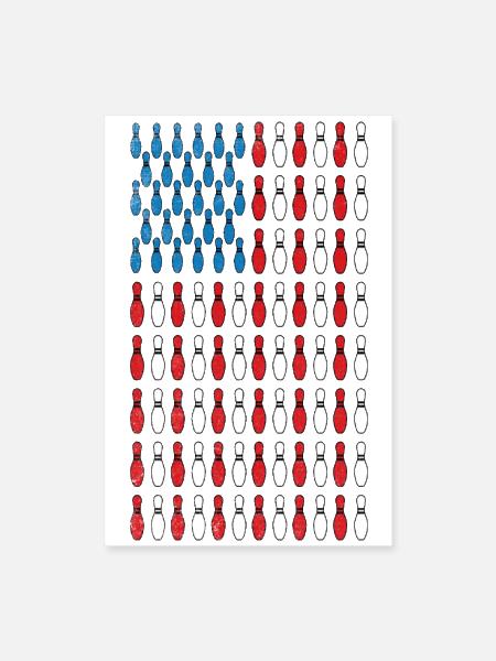 Patriotic Bowling Pin Flag Pattern - Poster 8x12 - white - Front