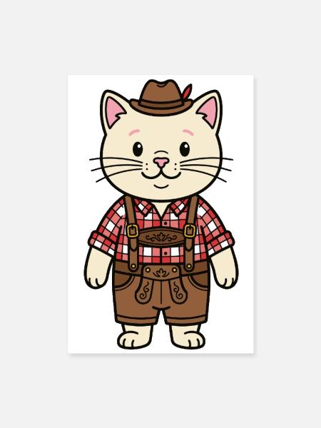 germany cat in lederhosen - Poster 8x12 - white - Front