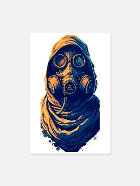 Urban Gas Mask Hooded Design - Poster 8x12 - white - Front