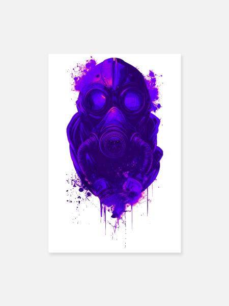 Neon Gas Mask Art for Cyberpunk Style - Poster 8x12 - white - Front