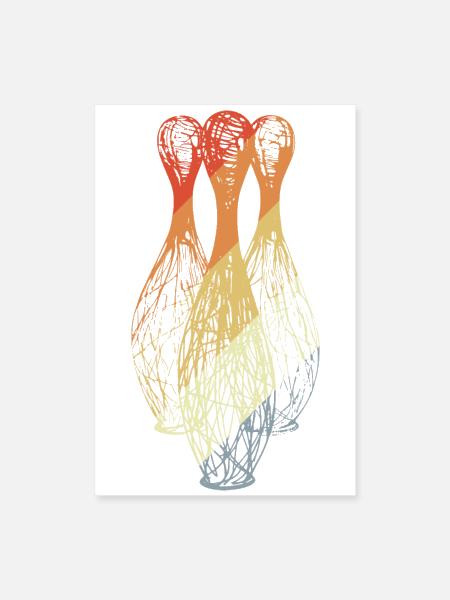 Bowling Pins Sketch - Poster 8x12 - white - Front