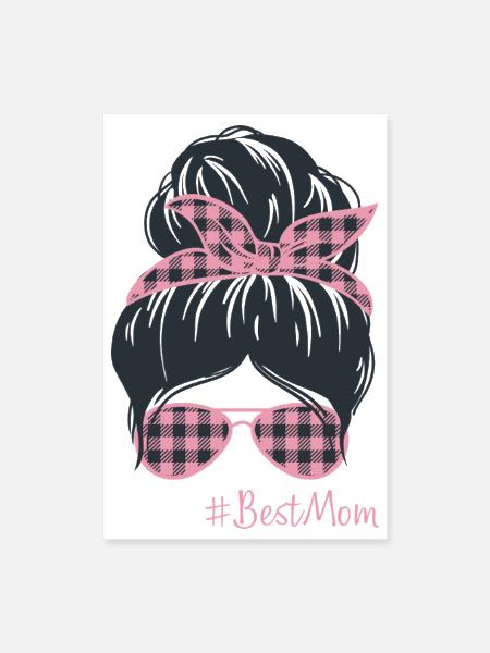 Best Mom Bandana Checkered Sunglasses - Poster 8x12 - white - Front