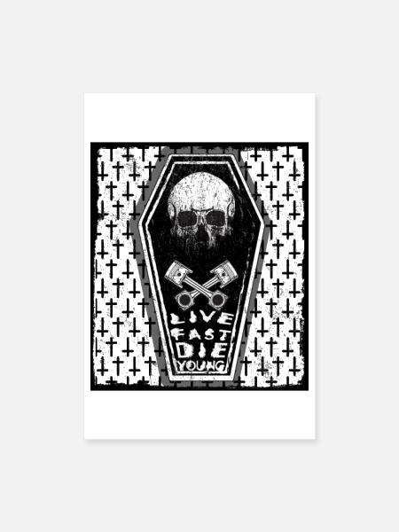  Die Young Coffin Skull Tee - Poster 8x12 - white - Front