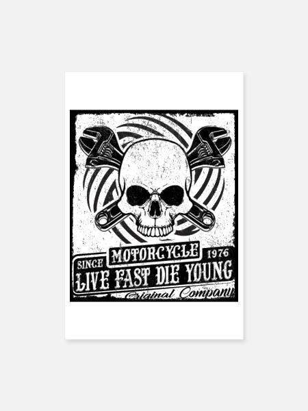Skull Pistons Motorcycle Creed - Poster 8x12 - white - Front