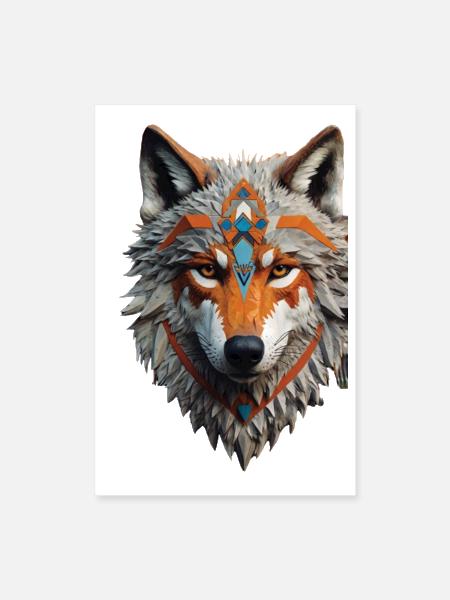 wolf's head, showcasing balanced and geometric de - Poster 8x12 - white - Front