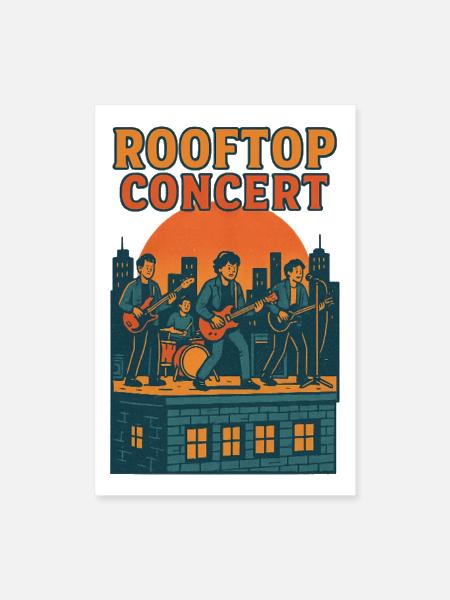 Rooftop Concert Musical Design - Poster 8x12 - white - Front