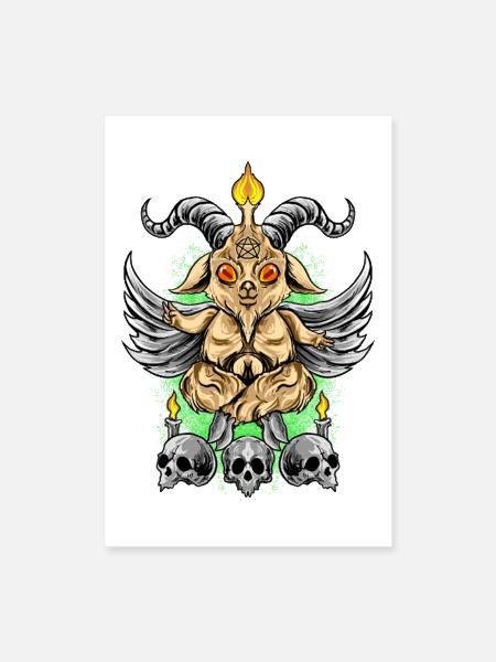 Cute goat and skull - Poster 8x12 - white - Front