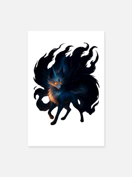 Mystic Night Wolf Illustration - Poster 8x12 - white - Front