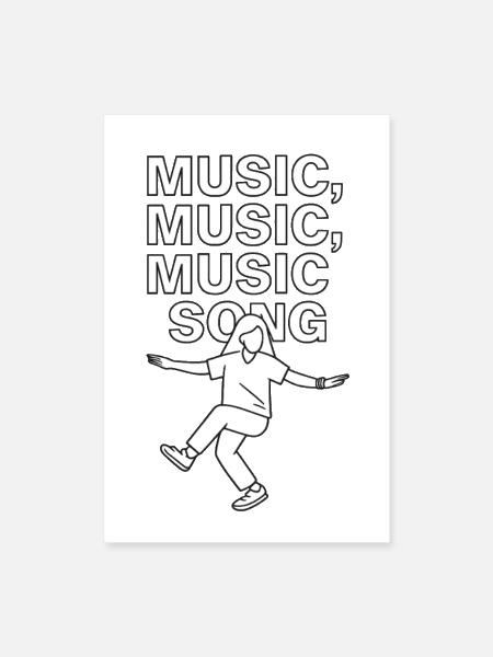 Music Song Motion Tee - Poster 8x12 - white - Front