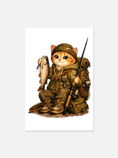 Camo Cat Angler Adventure - Poster 8x12 - white - Front