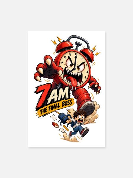 Final Boss Alarm Clock Chase - Poster 8x12 - white - Front