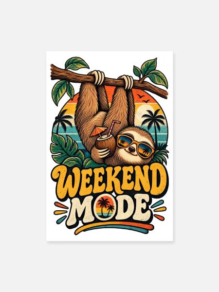 Paresseux du mode Week-end dans le Paradis Tropical - Poster 8 x 12 po - blanc - Devant