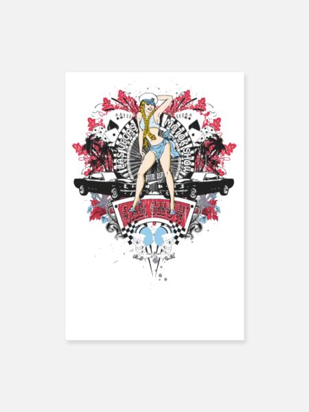 Pin Up Girl - Car Show No.01 - Poster 8x12 - white - Front