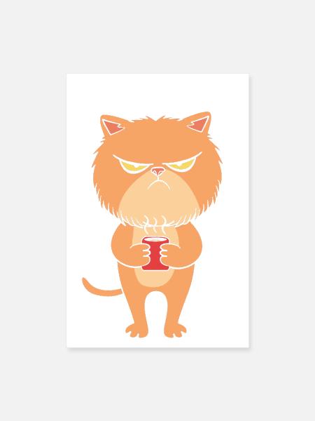 Morning Person Cat Lover Coffee - Poster 8x12 - white - Front