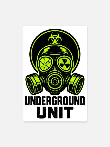 Underground Unit Toxic Green Gas Mask Art - Poster 8x12 - white - Front
