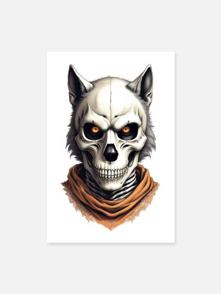 Mystic Werewolf Skull Illustration - Poster 8x12 - white - Front