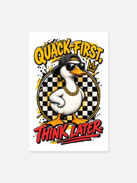 Quack First Think Later Cool Gangster Duck Streetw - Poster 8x12 - white - Front