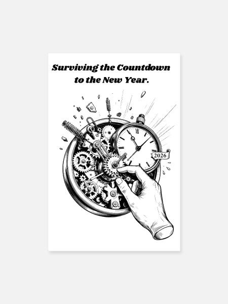 New Year Countdown T-Shirt | Minimalist Clockwork - Poster 8x12 - white - Front