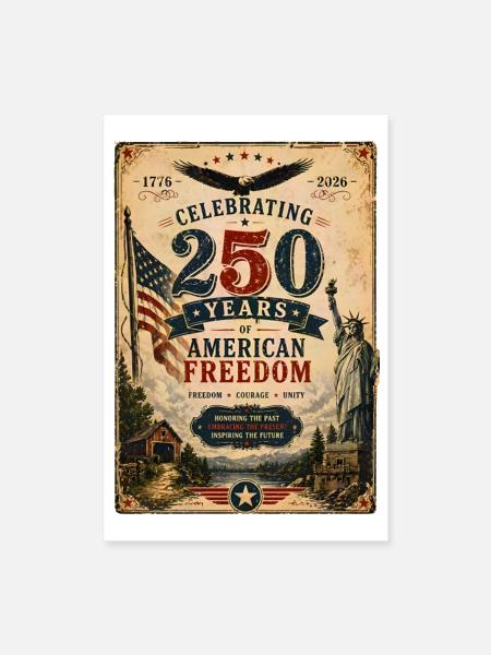 250 Years of American Freedom - Poster 8x12 - white - Front