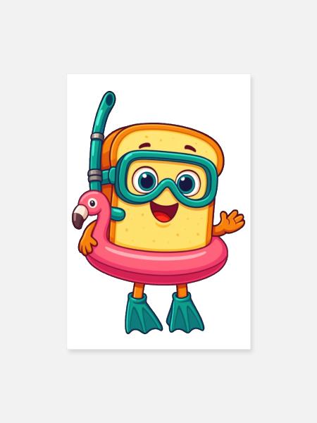 Bread Tony – Flamingo Snorkel Buddy - Poster 8x12 - white - Front