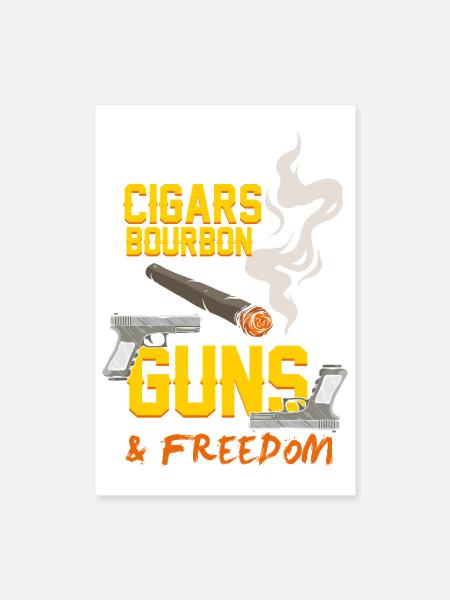 Patriotic Smoking Drinking Firearm Design - Poster 8x12 - white - Front