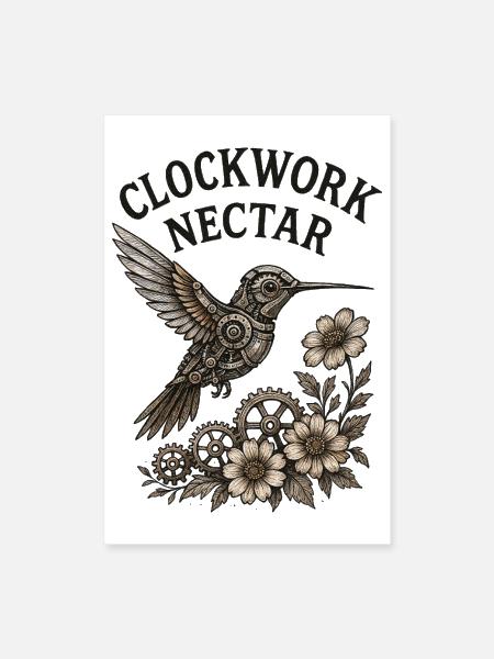 Clockwork Nectar Hummingbird - Poster 8x12 - white - Front